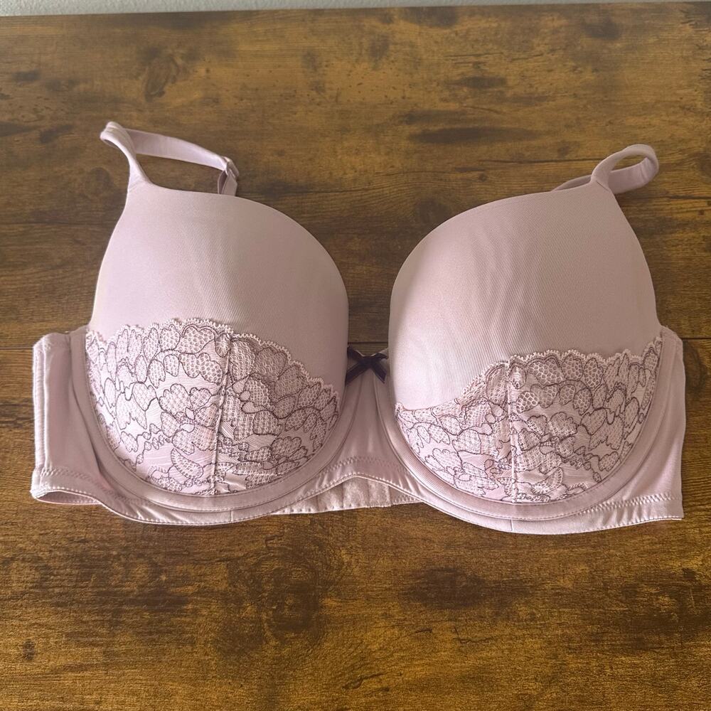 Cacique Pink Balconette Bra Lace Trim 38DDD EUC